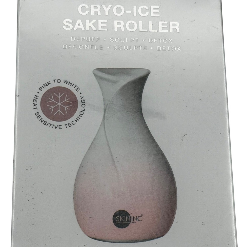 Skin Inc Cryo-Ice Sake Roller Pink White Heat Sensitive Facial Tool New Box‎